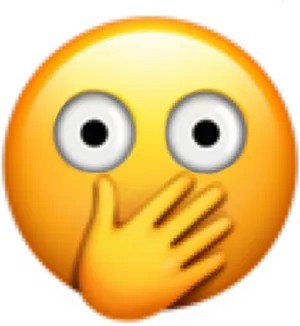 Shocked Face Emoji Covering Mouth PNG Image