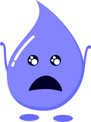 Shocked Water Drop Cartoon Character PNG Image