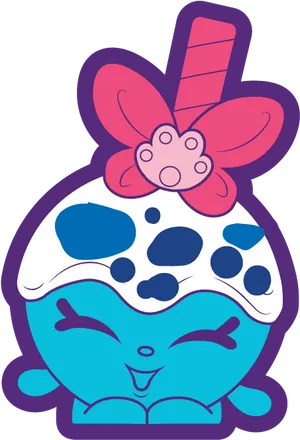 Shopkins Character Smiling With Flower PNG Image