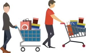 Shopperswith Full Carts PNG Image