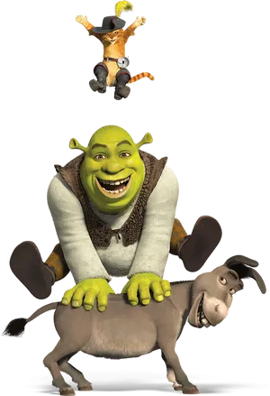 Shrek Donkey Pussin Boots Trio PNG Image