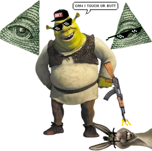 Shrek_ Meme_with_ Illuminati_ References PNG Image