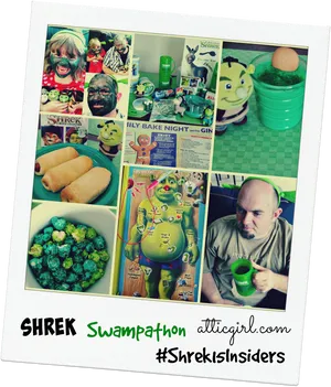 Shrek Themed Celebration Collage PNG Image