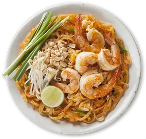 Shrimp Pad Thai Dish PNG Image