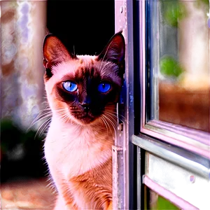 Siamese Cat Looking Out Window Png Qva67 PNG Image