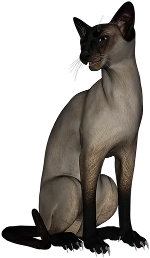 Siamese Cat3 D Model Pose PNG Image