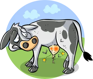 Sick Cow Cartoon Illustration PNG Image