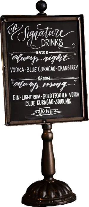 Signature Drinks Chalkboard Menu PNG Image