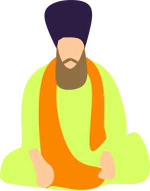 Sikh Man Meditatingin Turban PNG Image