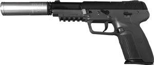 Silenced Semi Automatic Pistol PNG Image