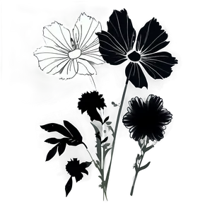 Silhouette Black White Flowers Png 88 PNG Image