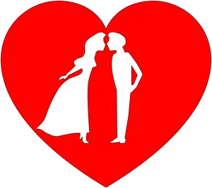 Silhouette Couple In Heart Shape PNG Image