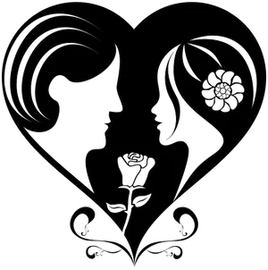 Silhouette Love Heart Design PNG Image