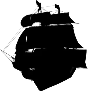 Silhouette_of_ Galleon_ Ship PNG Image