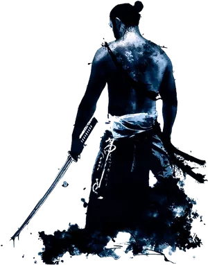 Silhouette_of_ Samurai_with_ Sword PNG Image