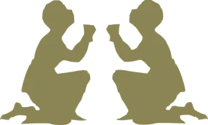 Silhouette Praying People PNG Image