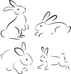 Silhouette_ Rabbits_ Vector_ Art PNG Image