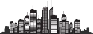 Silhouette Skyline Nighttime PNG Image