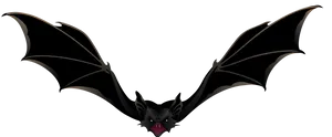 Silhouetted Flying Bat PNG Image