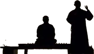 Silhouetted Meditationand Tea Ceremony PNG Image