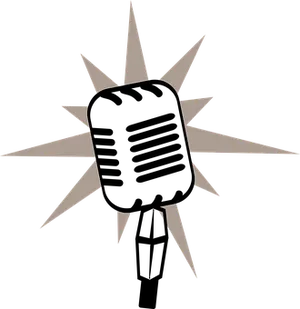 Silhouetted Microphone Starburst Background PNG