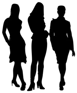 Silhouetted Team Standing Together PNG Image