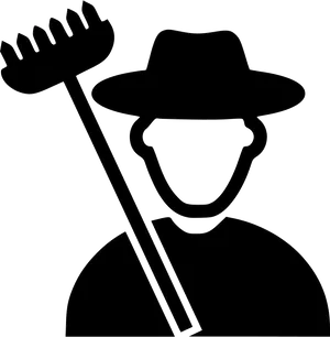 Silhouetteof Farmerwith Pitchfork PNG Image