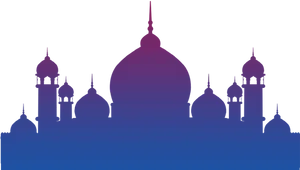 Silhouetteof Islamic Mosque Skyline PNG Image