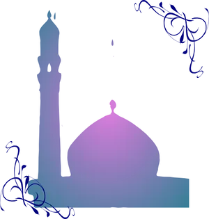 Silhouetteof Mosque Domeand Minaret PNG Image