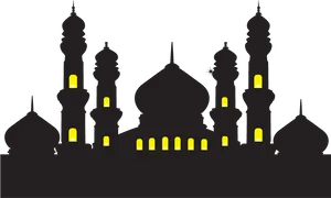 Silhouetteof Mosqueat Night PNG Image