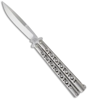 Silver Balisong Butterfly Knife PNG Image