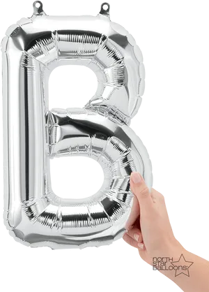 Silver Balloon Letter B PNG Image