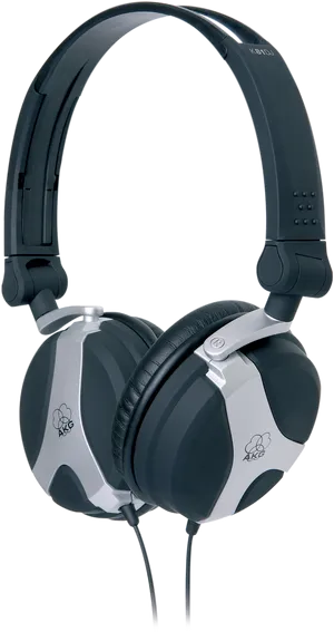 Silver Black A K G Headphones PNG Image