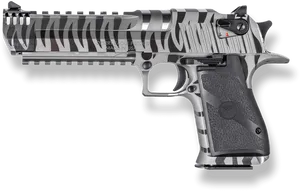 Silver Black Striped Desert Eagle PNG Image