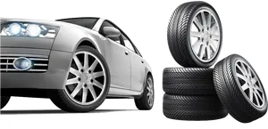 Silver Carand Stacked Tyres PNG Image