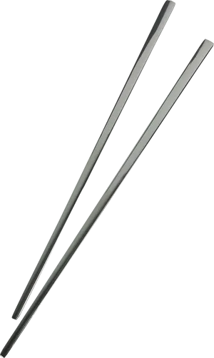 Silver Chopsticks Angled View PNG Image