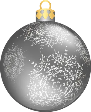 Silver Christmas Ornamentwith Snowflakes PNG Image