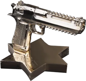 Silver Desert Eagle Replicaon Star Base PNG Image