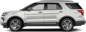 Silver Ford Explorer S U V Side View PNG Image