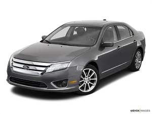 Silver Ford Fusion Sedan Profile View PNG Image