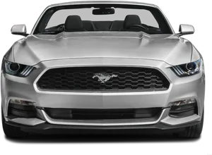 Silver Ford Mustang Convertible Front View PNG Image