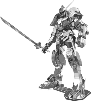 Silver Gundam Mecha Standing PNG Image