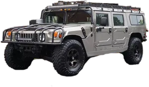 Silver Hummer H1 Offroad Vehicle PNG Image