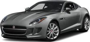 Silver Jaguar F Type Coupe Side View PNG Image