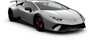 Silver Lamborghini Huracan Evo Side View PNG Image