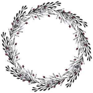 Silver Leaf Garland Circle PNG Image