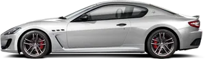 Silver Maserati Gran Turismo Side View PNG Image