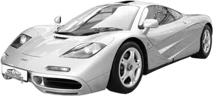 Silver Mc Laren F1 Side View PNG Image