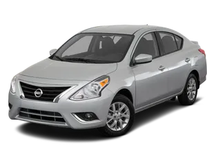 Silver Nissan Sedan Profile View PNG Image