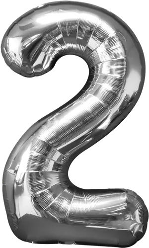 Silver Number2 Balloon PNG Image